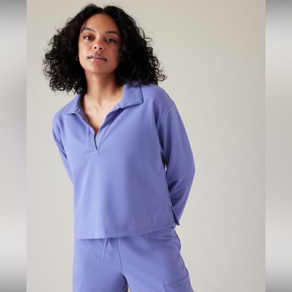 Athleta Retroterry Polo Sweatshirt